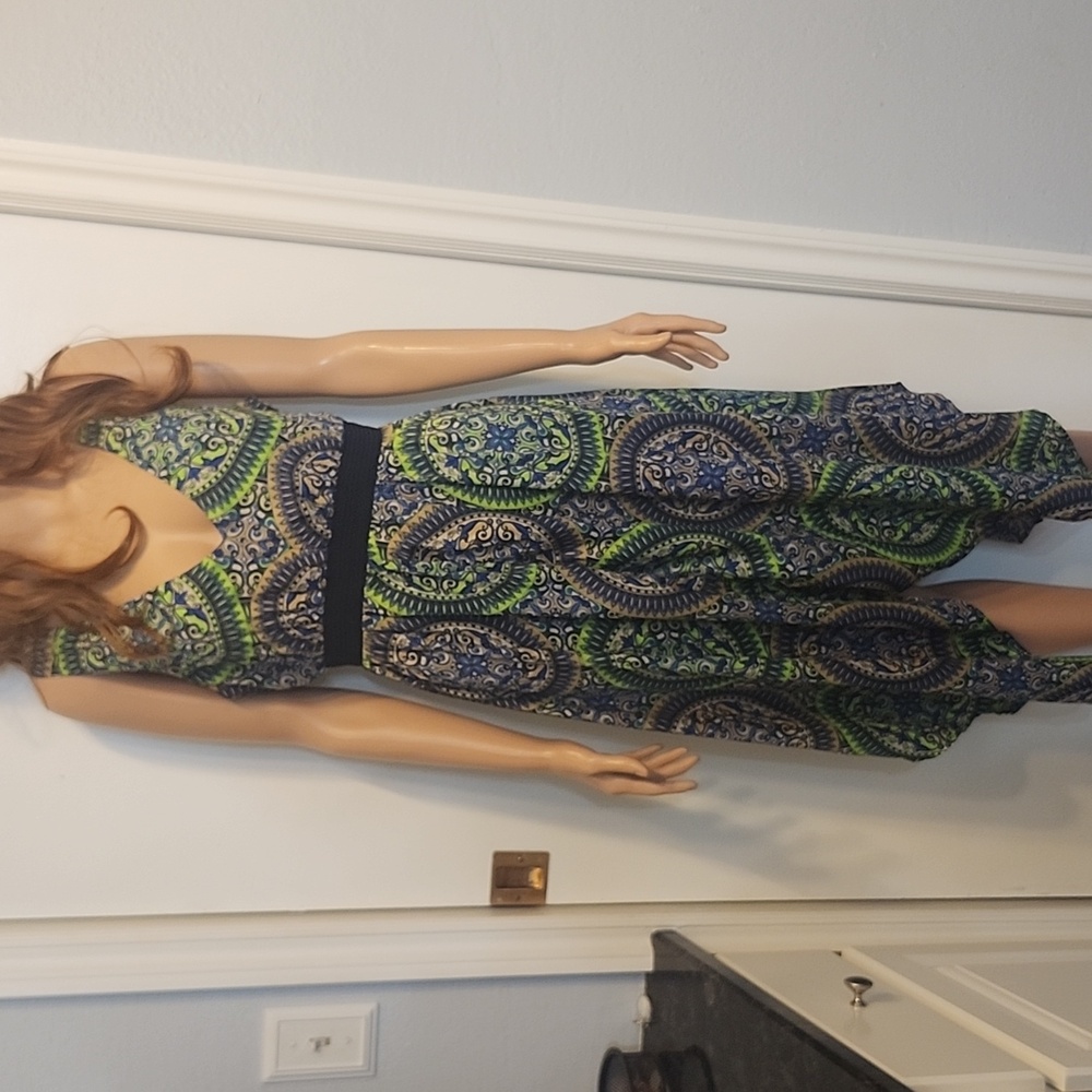 Green and Blue Paisley Dress